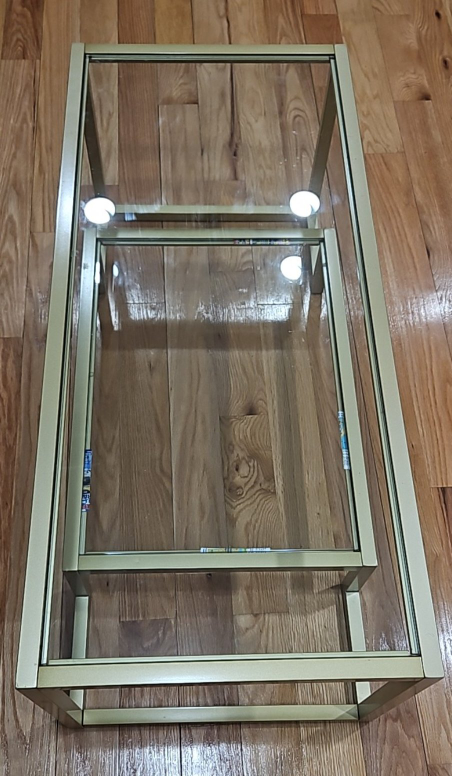 Gold Metal and Glass Coffee Table with Ottoman - photo 3