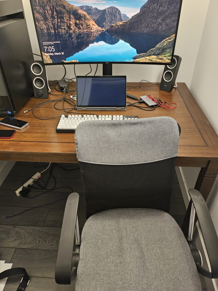 Solid Wood Computer Desk with Chair