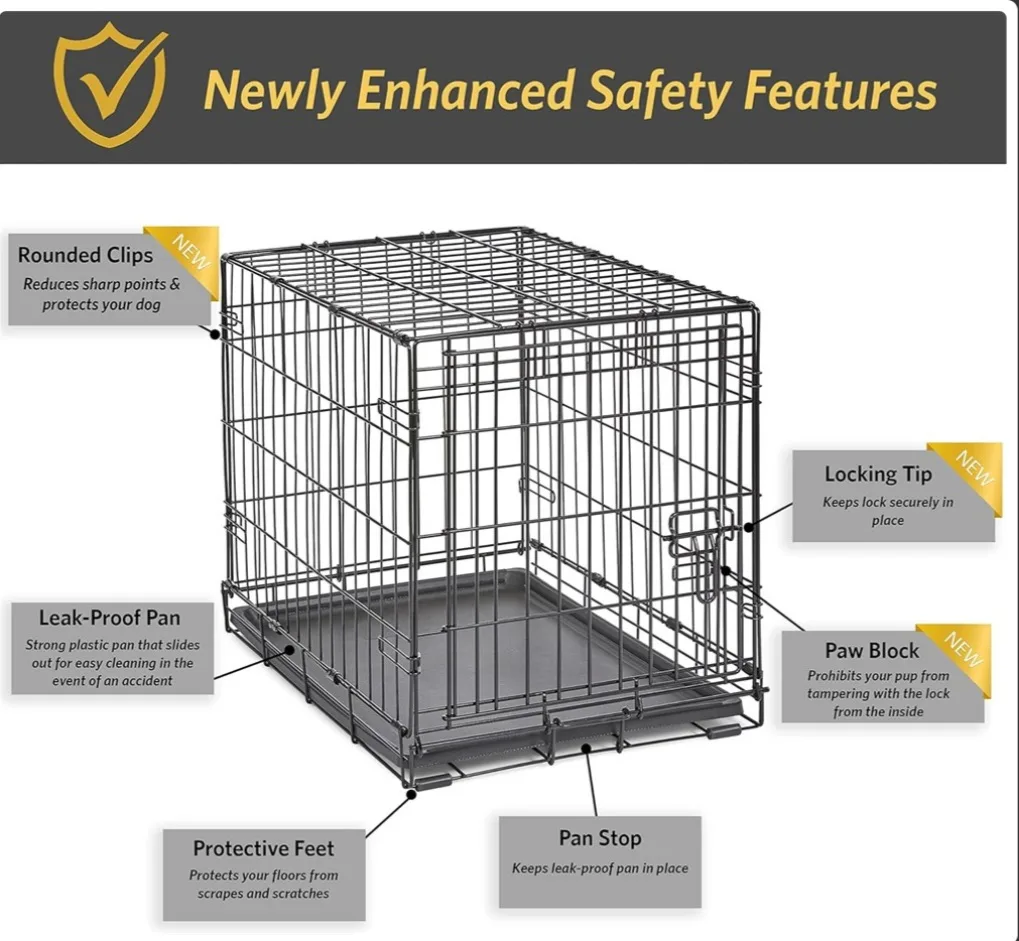 Pet Cage -  Foldable Dog Crate - 24" L 18" W 19" H image indicator(2)