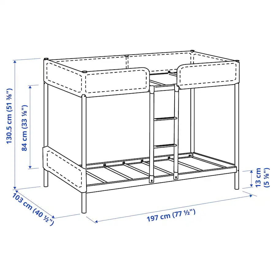 IKEA TUFFING Bunk Bed Frame, Dark Gray, Twin + Mattresses - photo 2