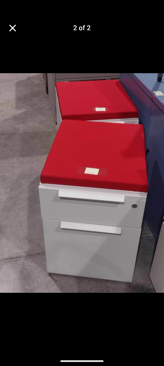 Cushioned Rolling Office Pedestal, Red / White
