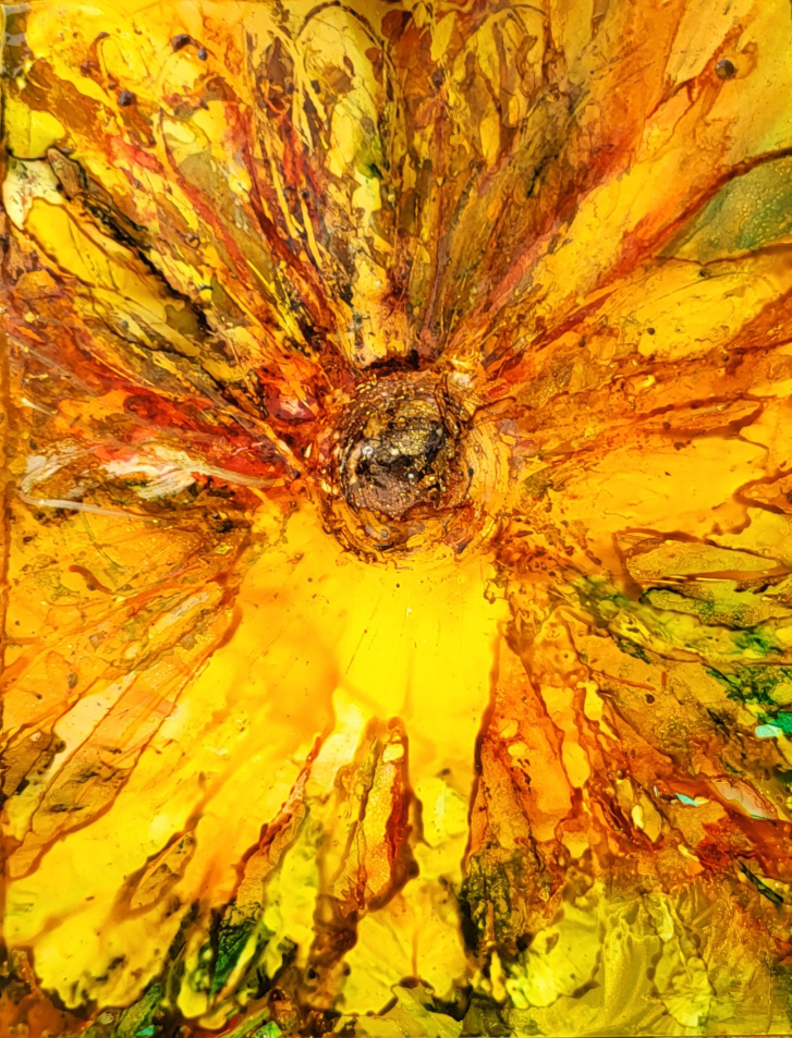 Set of five vibrant alcohol ink floral paintings - photo 2