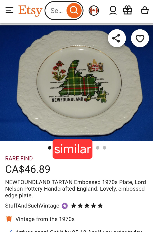 Vintage Newfoundland Tartan Embossed Plate - photo 3