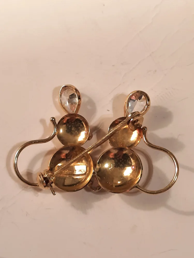 Gold Mouse BROOCH with Clear Stones18karat solid gold image indicator(8)