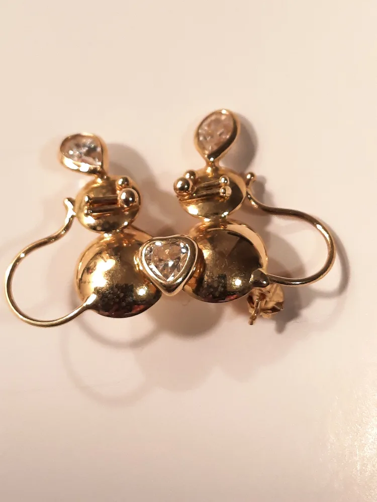 Gold Mouse BROOCH with Clear Stones18karat solid gold image indicator(10)