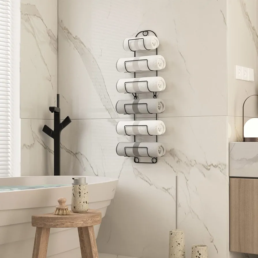 SODUKU Towel Rack - Black - Wall Mounted - 6 Tier - photo 4