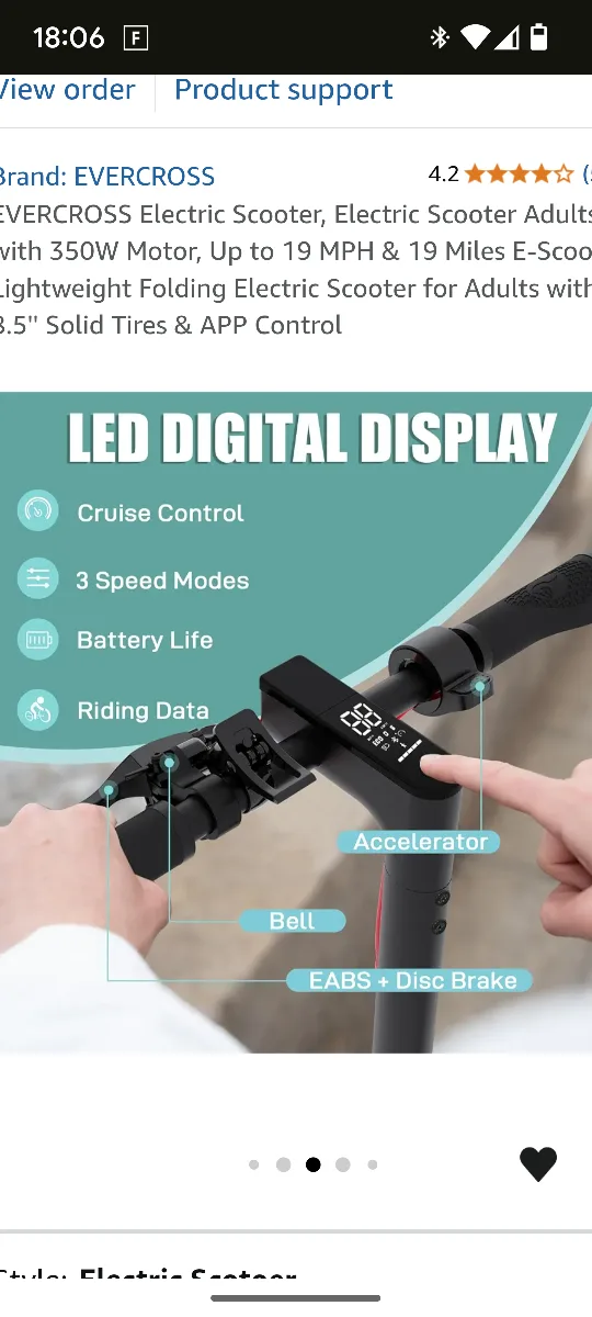 EVERCROSS Electric Scooter - 350W Motor, 19 MPH, 19 Miles Range image indicator(5)