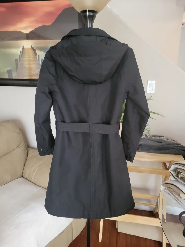 HH Black Hooded Belted Trench Coat image indicator(2)