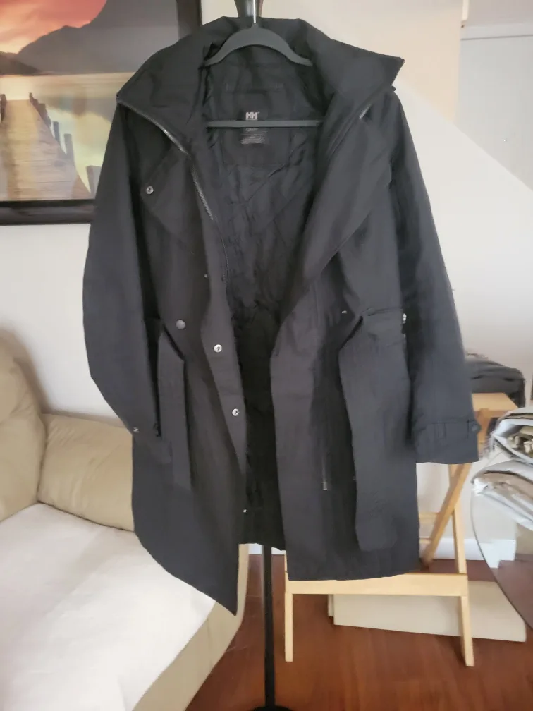 HH Black Hooded Belted Trench Coat image indicator(3)