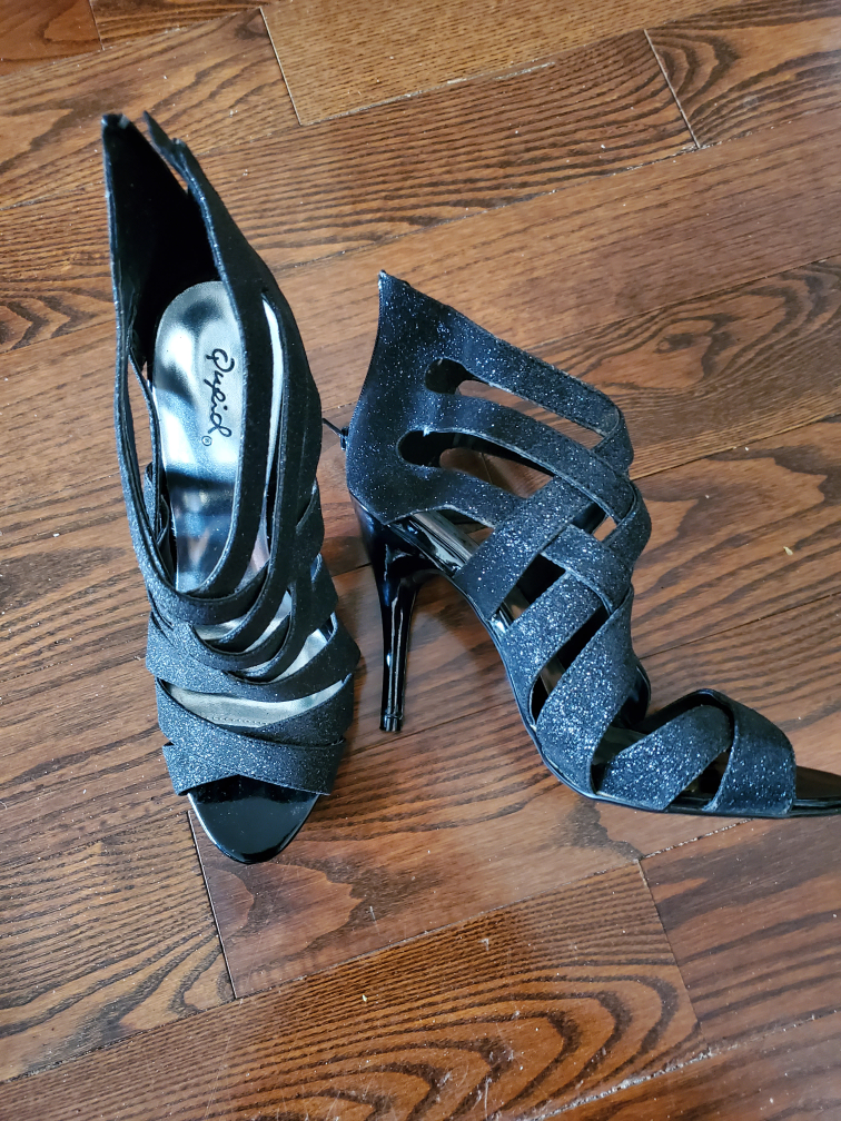 Black Glitter High Heels
