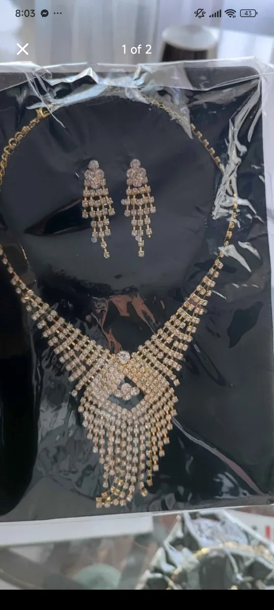 Rhinestone Bridal Necklace and Earrings Set thumbnail