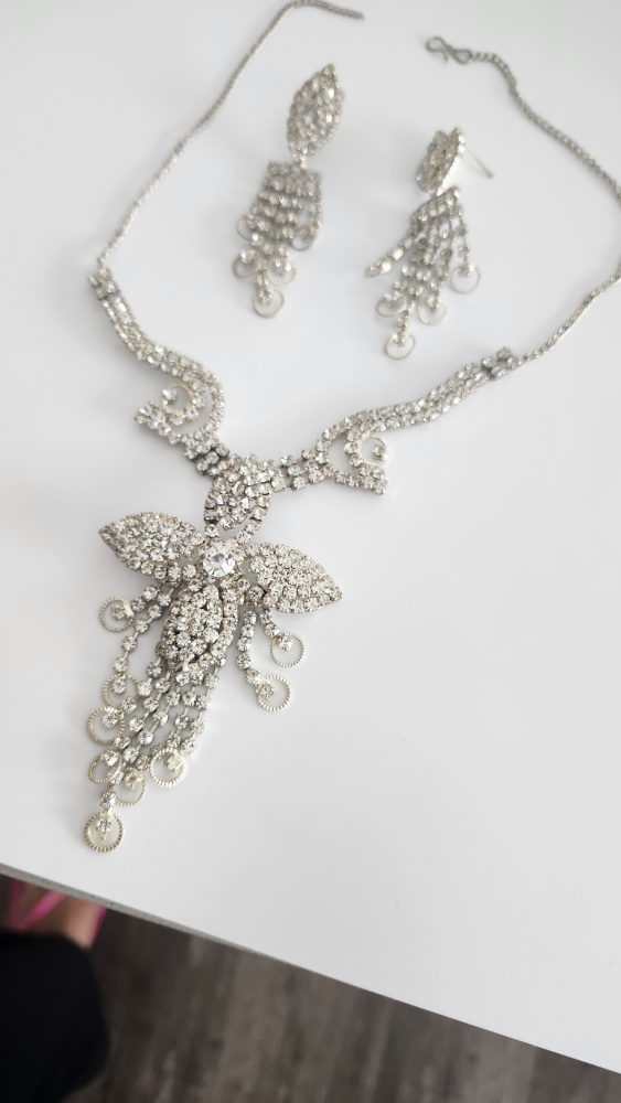 Rhinestone Necklace and Earrings Set - photo 2