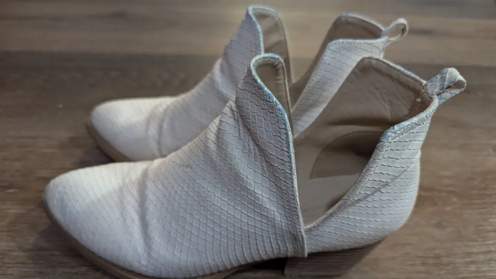 White Snakeskin Ankle Booties image indicator(4)