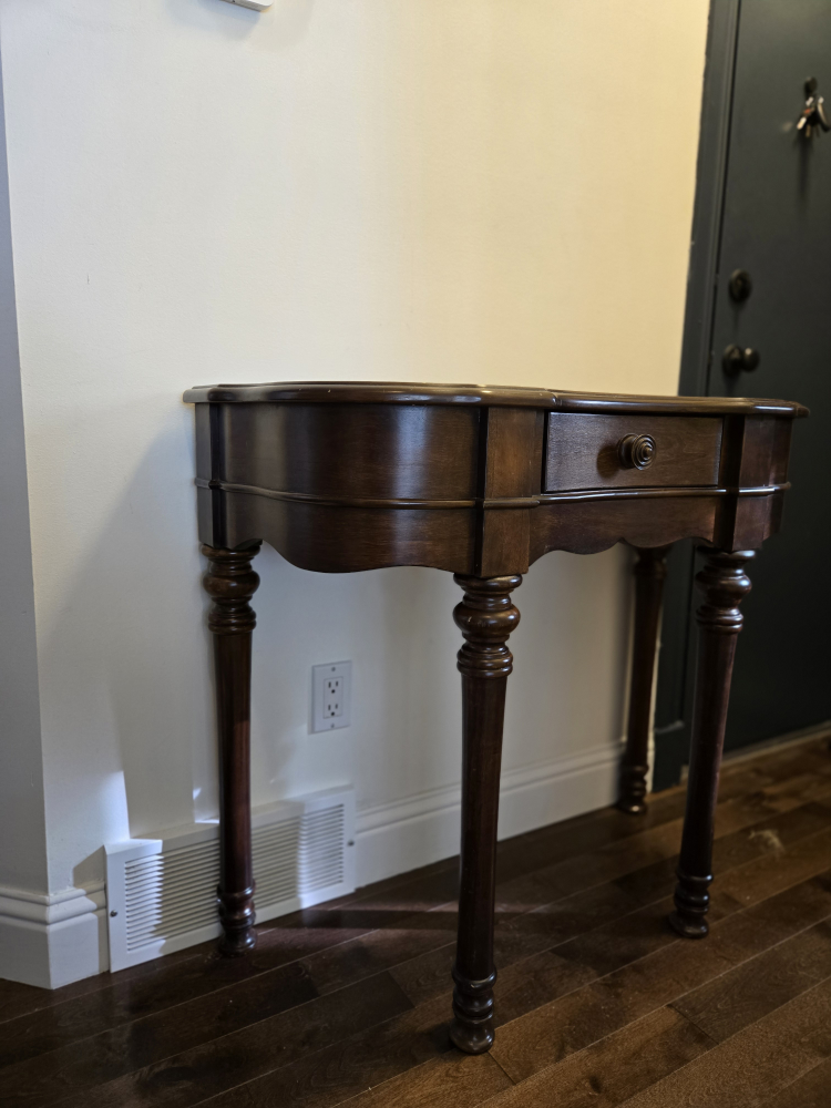 Dark Wood Console Table with One Drawer