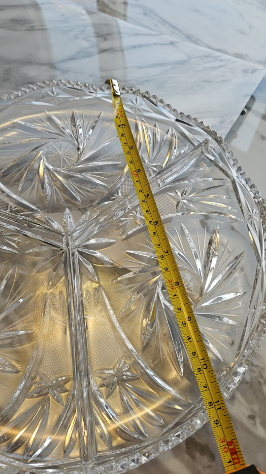Vintage Crystal Serving Platter with Four Sections