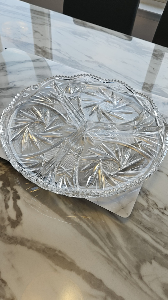 Vintage Crystal Serving Platter with Four Sections - photo 4