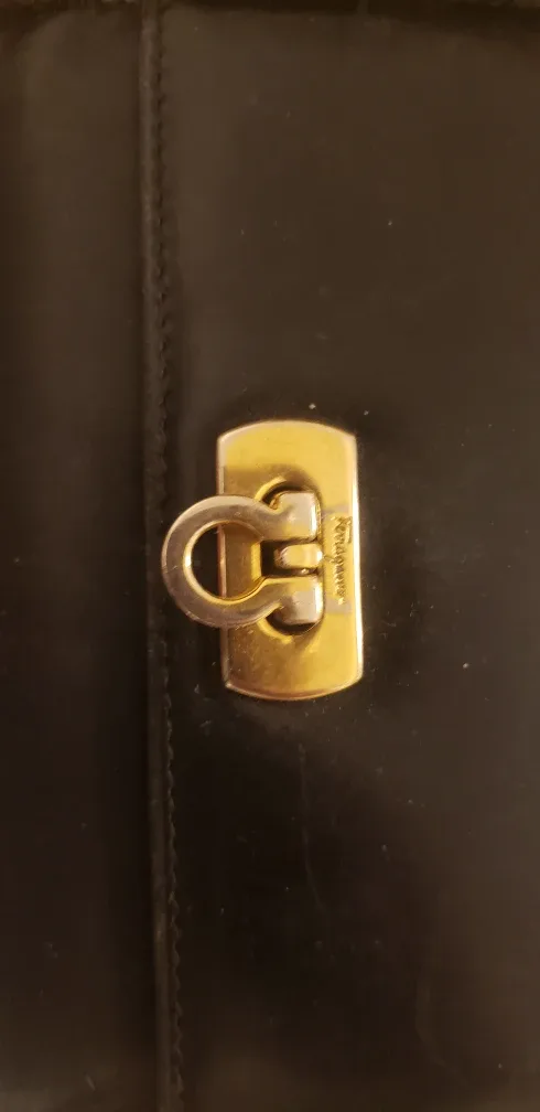 Ferragamo Gancini Twist Lock Wallet - Black Leather Gold Accent image indicator(5)