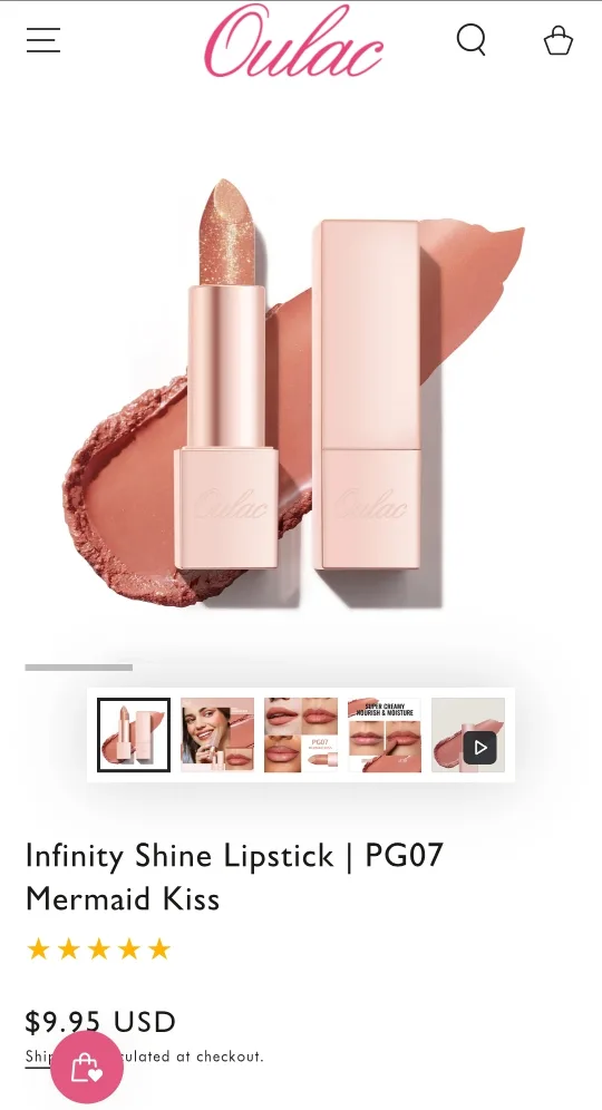 OuLac Infinity Moisture Shine Lipstick - PG07 Mermaid Kiss image indicator(3)