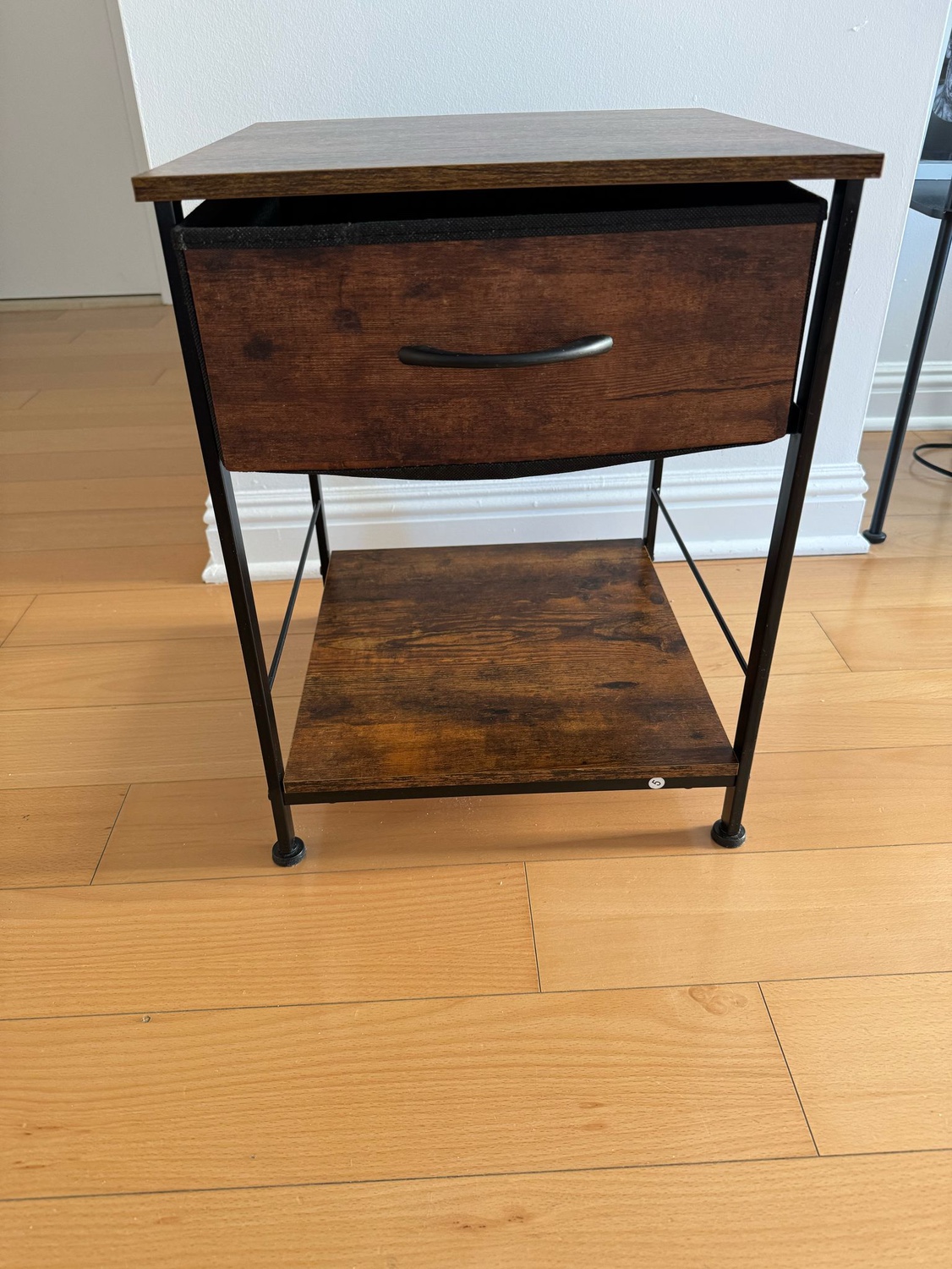 Wooden Nightstand with Drawer and Shelf - photo 3