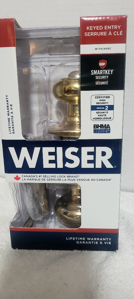 Weiser SmartKey Keyed Entry Door Knob Set - Gold - photo 3