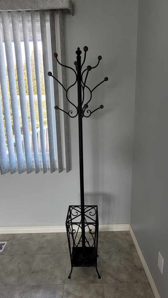 Black Metal Coat Rack with Umbrella Stand - photo 2