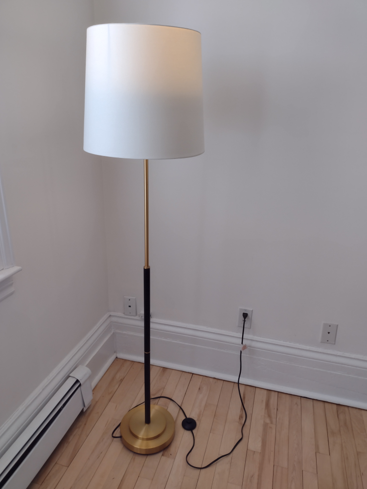 Gold and Black Floor Lamp with White Shade - photo 2