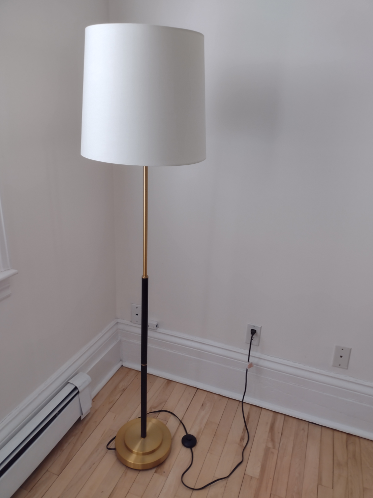 Gold and Black Floor Lamp with White Shade - photo 3