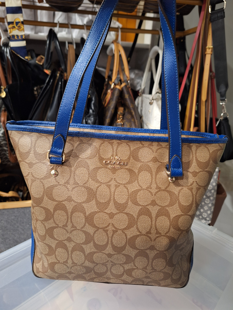 Coach tote bag, blue and brown