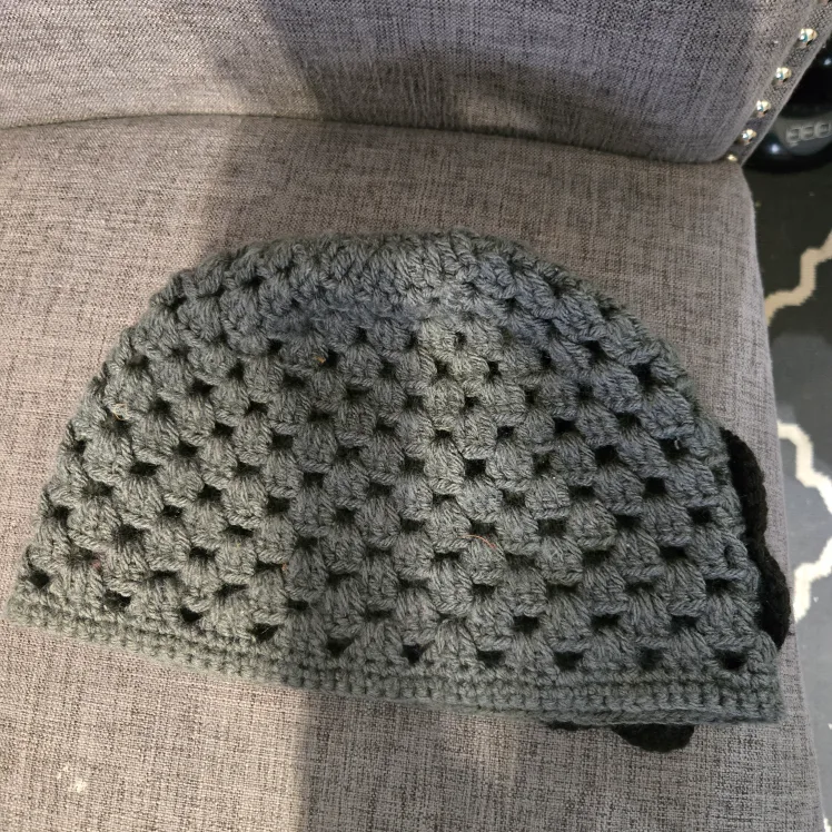 Handmade Crochet Beanie with Flower Detail image indicator(2)