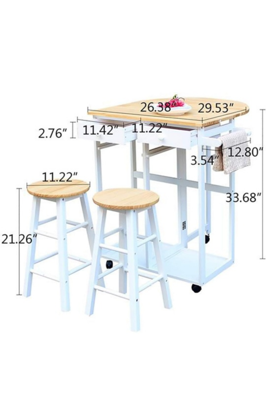 Folding Kitchen Table Set with 2 Stools and Storage - photo 4