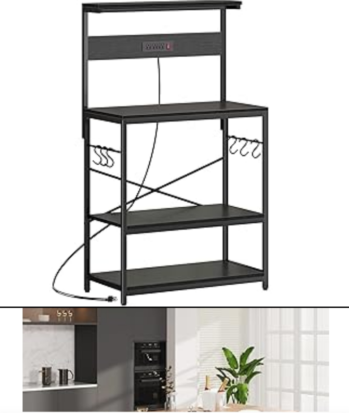 Black Microwave Stand with Outlet - photo 2
