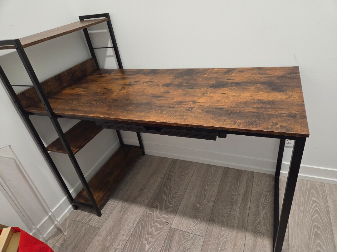 Rustic Brown Computer Desk with Shelves