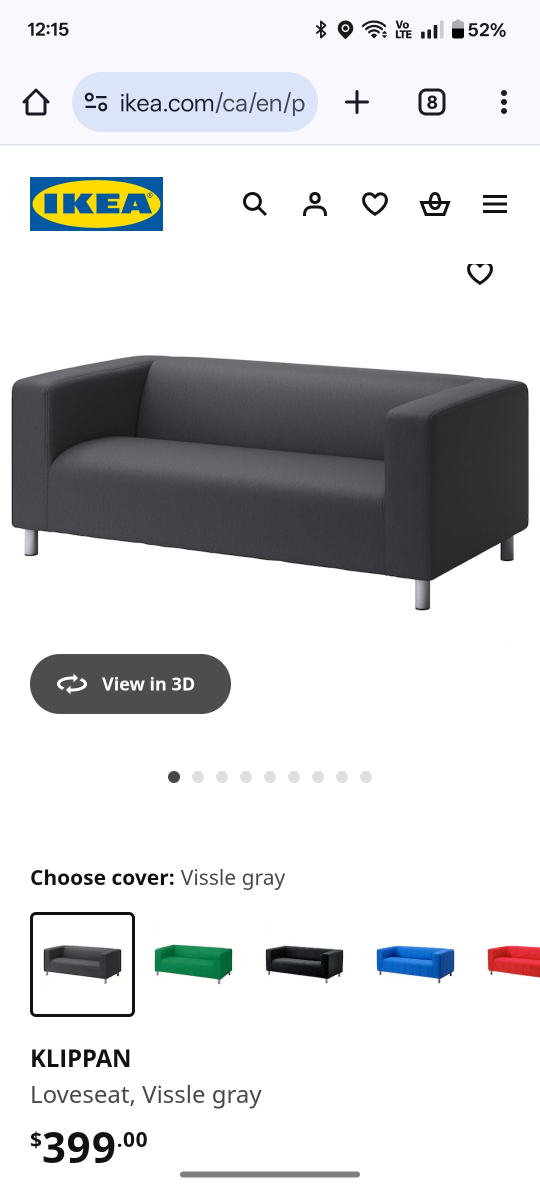 IKEA KLIPPAN Loveseat - Vissle Gray Cover - photo 3
