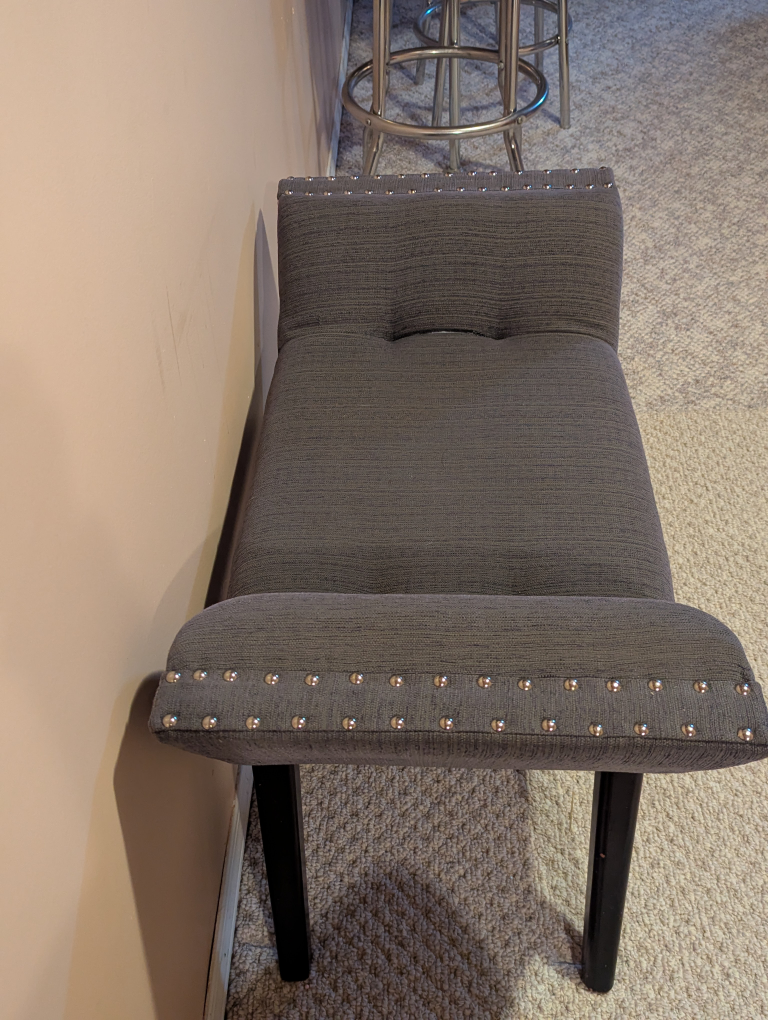 Dark Grey Upholstered Bench with Nailhead Trim - photo 2