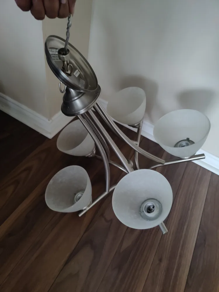 Five-Light Brushed Nickel Chandelier image indicator(2)