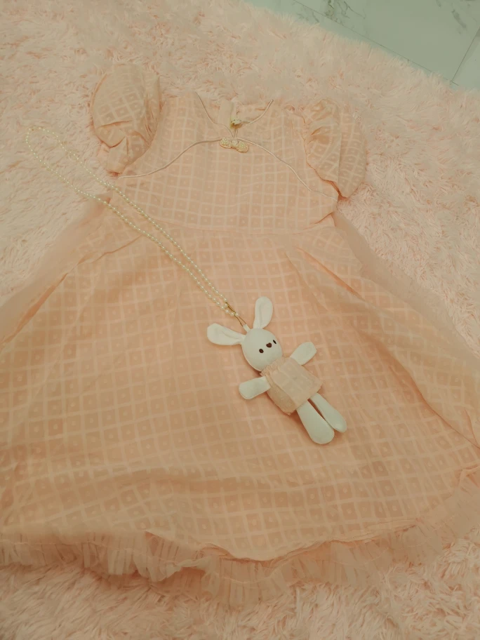 Peach Girl's Dress with Bunny Charm - photo 2