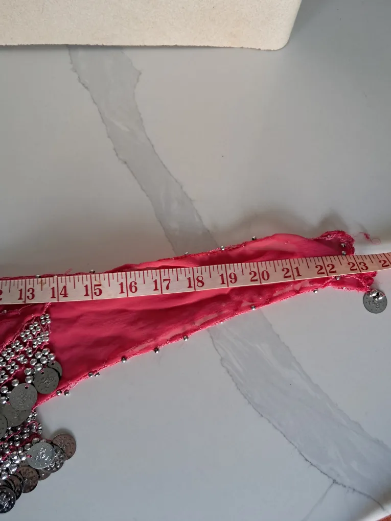 Pink Belly Dance Hip Scarf with Silver Coins image indicator(5)