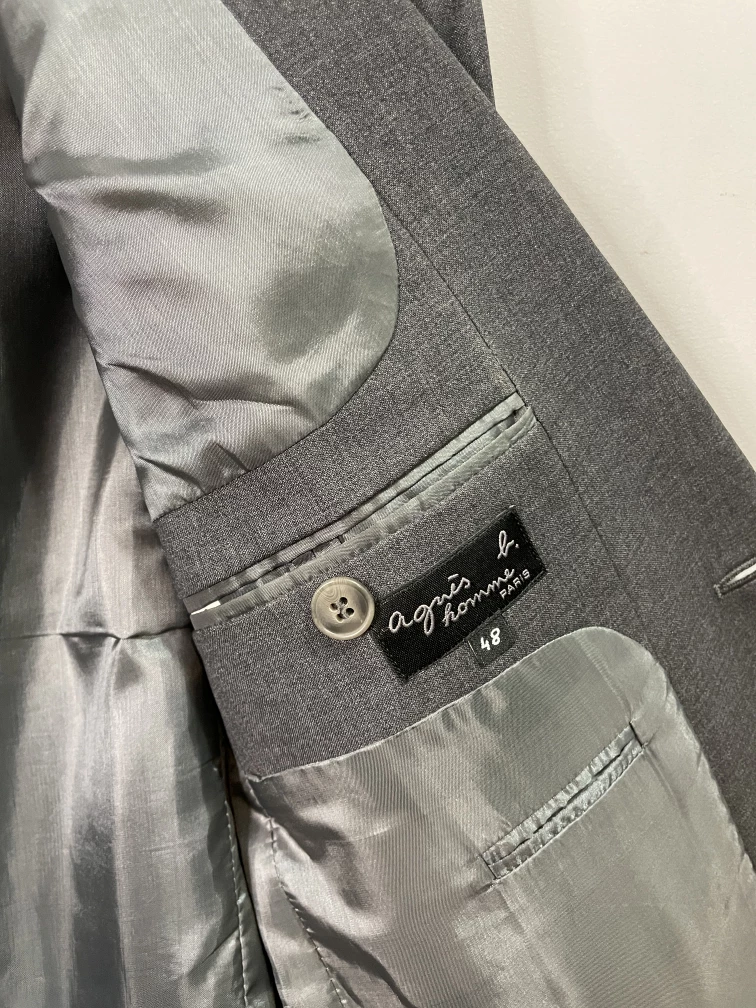 agnes b 100% Wool Grey Suit Jacket - photo 3