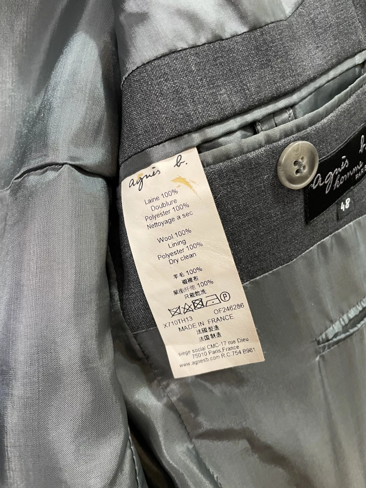 agnes b 100% Wool Grey Suit Jacket - photo 4