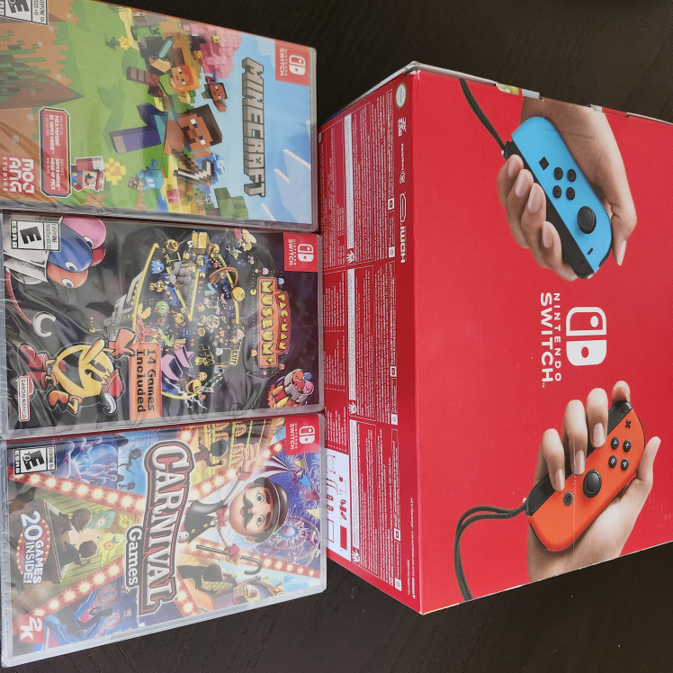 Nintendo Switch Console with 3 Games