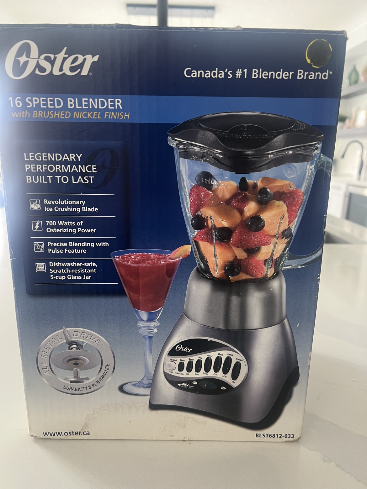 Oster 16-Speed Blender with Brushed Nickel Finish