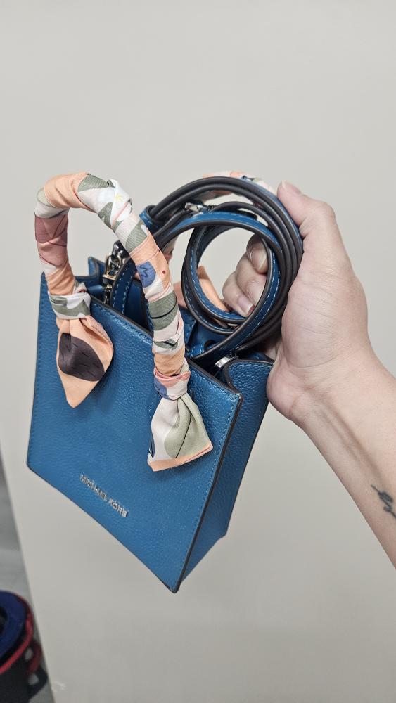 Michael Kors Blue Mini Tote Bag with Scarf Detail - photo 2