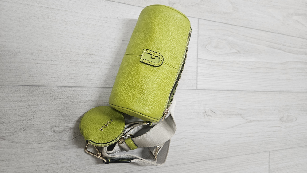 Furla Cylinder Bag Lime Green Leather Crossbody