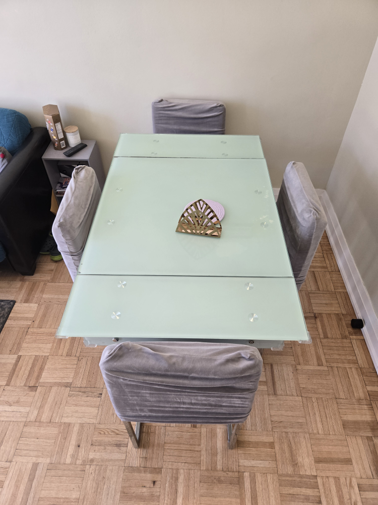 Glass Dining Table Set with 4 Chairs