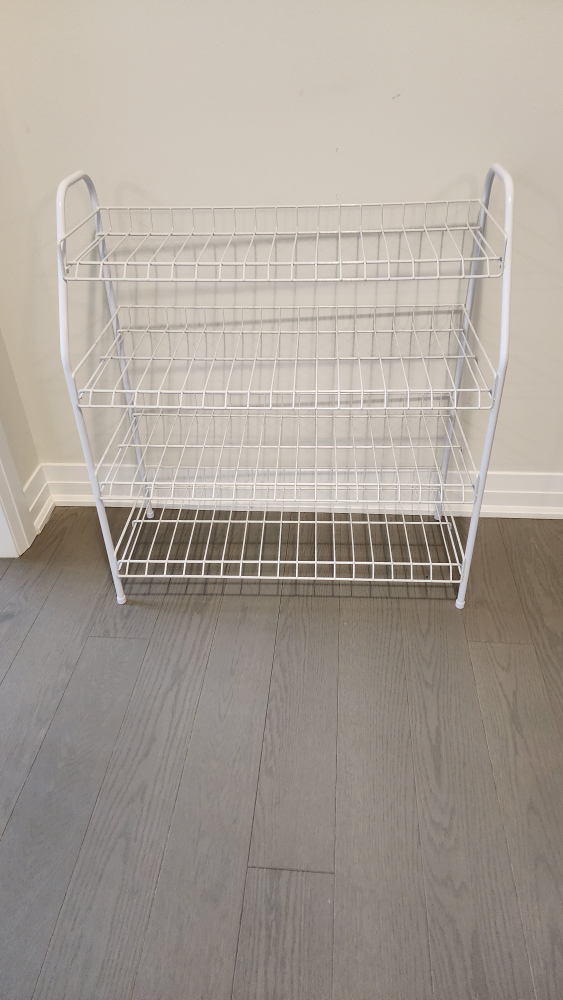 4-Tier White Metal Shoe Rack