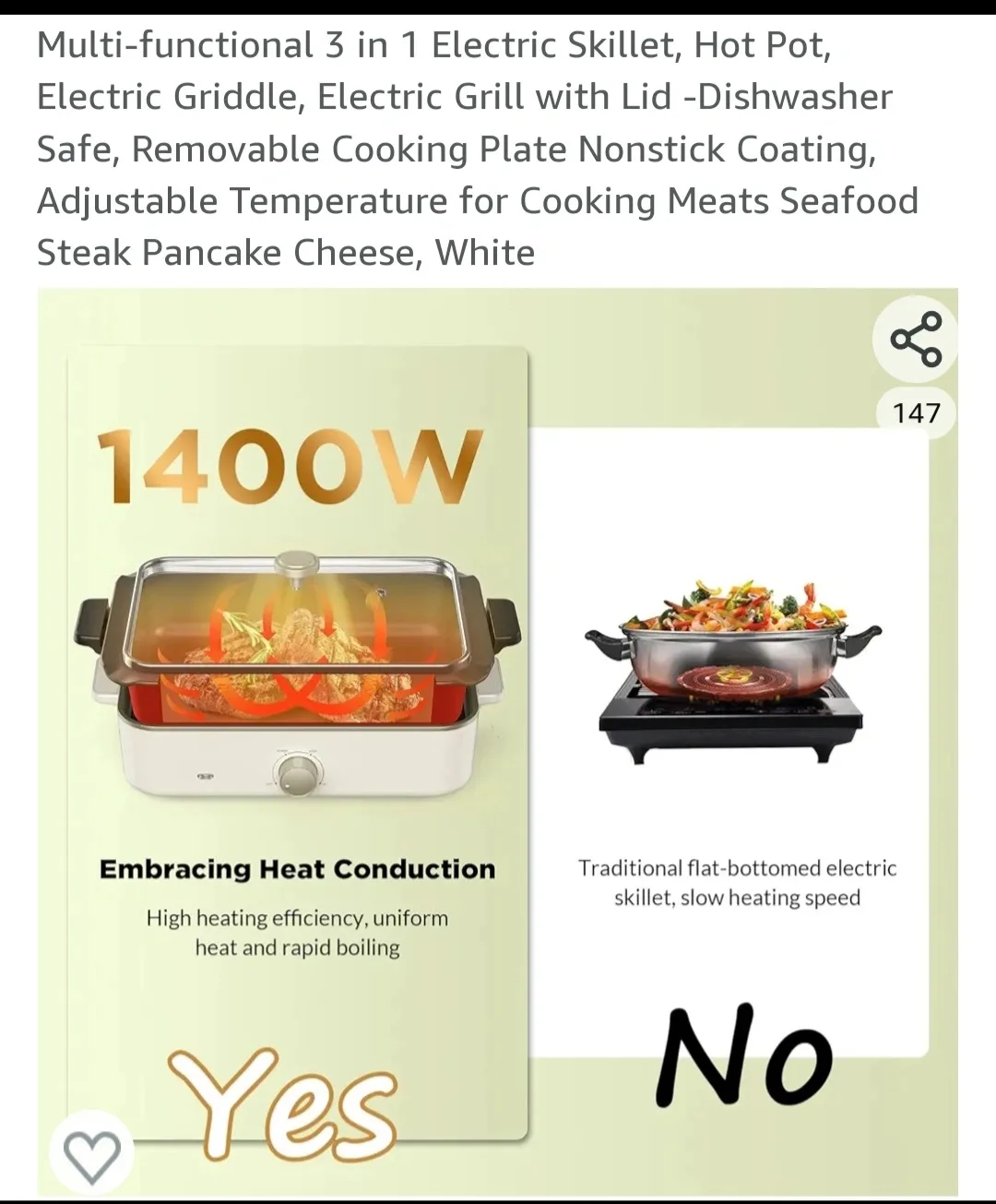 Multi-functional 3 in 1 Electric Skillet, Hot Pot image indicator(5)