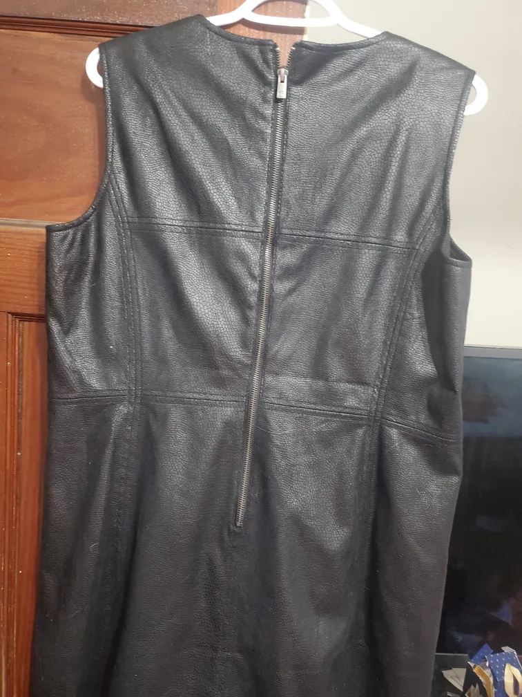 Black Sleeveless Faux Leather Dress image indicator(2)