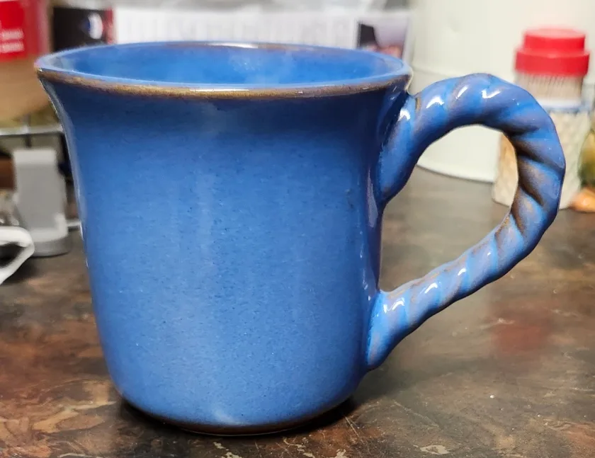 Unique Blue Ceramic Mug with Rope Handle and Funny Saying image indicator(2)