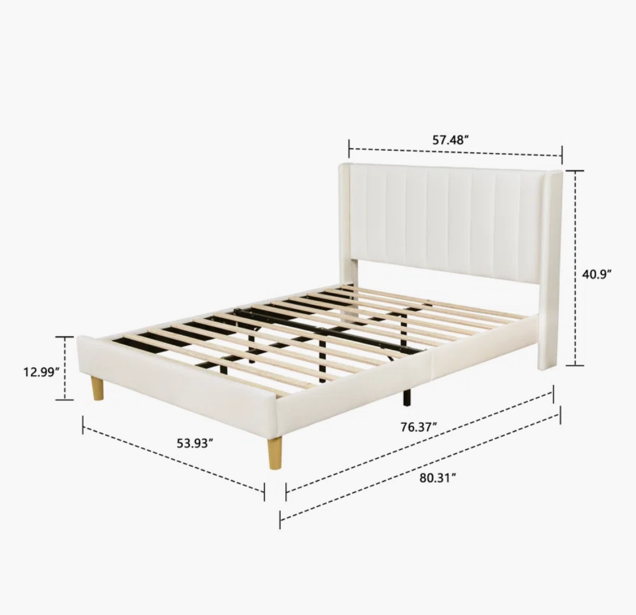 Cream velvet Headboard with bed frame - photo 2