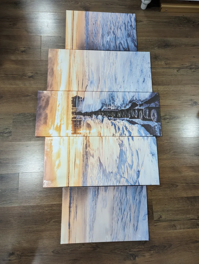 *New in Box* 5-Piece Canvas Wall art - Winter Landscape image indicator(5)